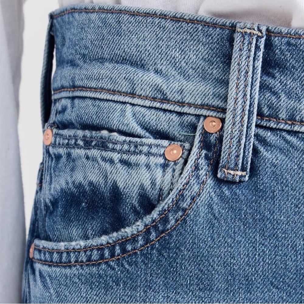 NWT MOTHER Women's The Ditcher Roller Sneak Blue Wide-Leg Jeans size 32 - Picture 6 of 6